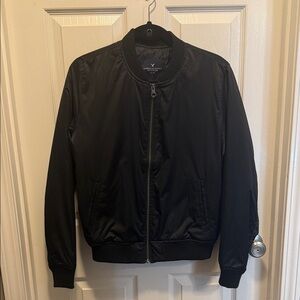 American Eagle Outfitters Black Bomber Jacket Size Medium